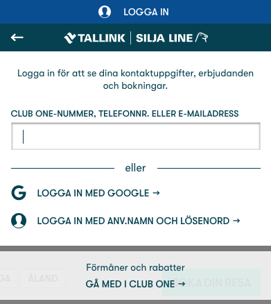 Hjälp att logga in - Tallink Silja Line